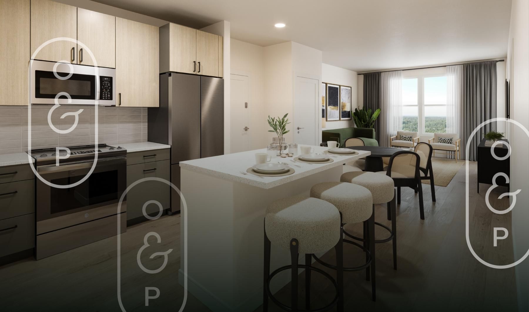a kitchen with a table and chairs