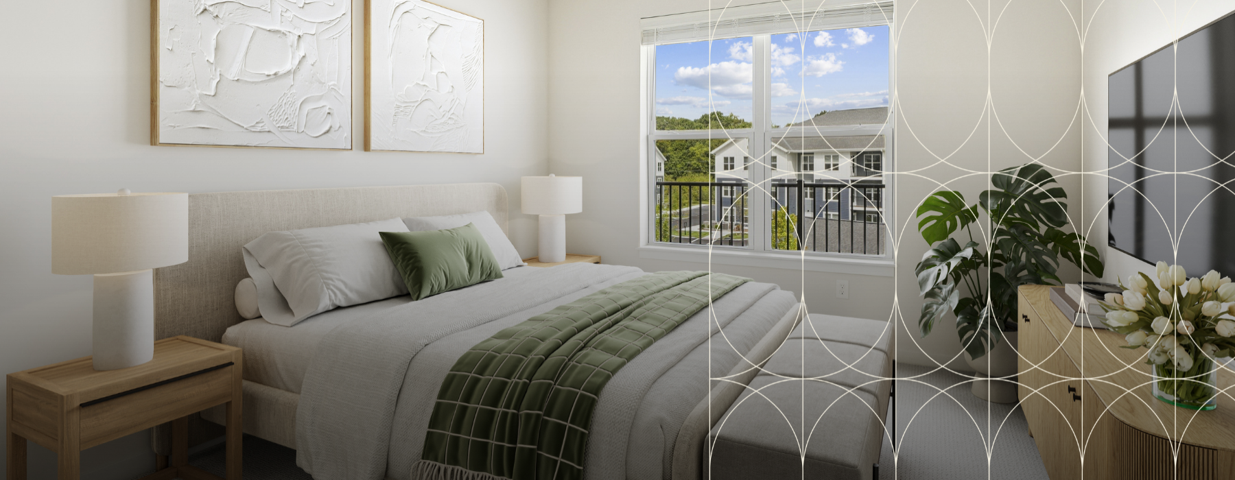 A furnished bedroom in an apartment